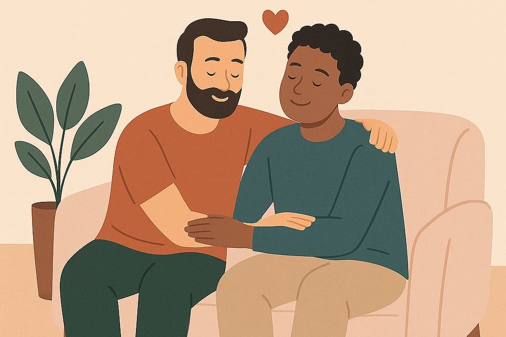 Men embracing